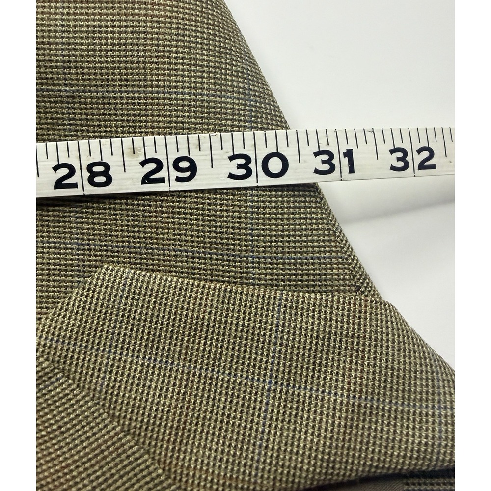 Lauren Ralph Lauren Sport Coat Blazer 44R Tan‎ Windowpane Silk Linen Wool Jacket - Picture 13 of 13